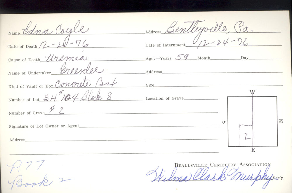burial card